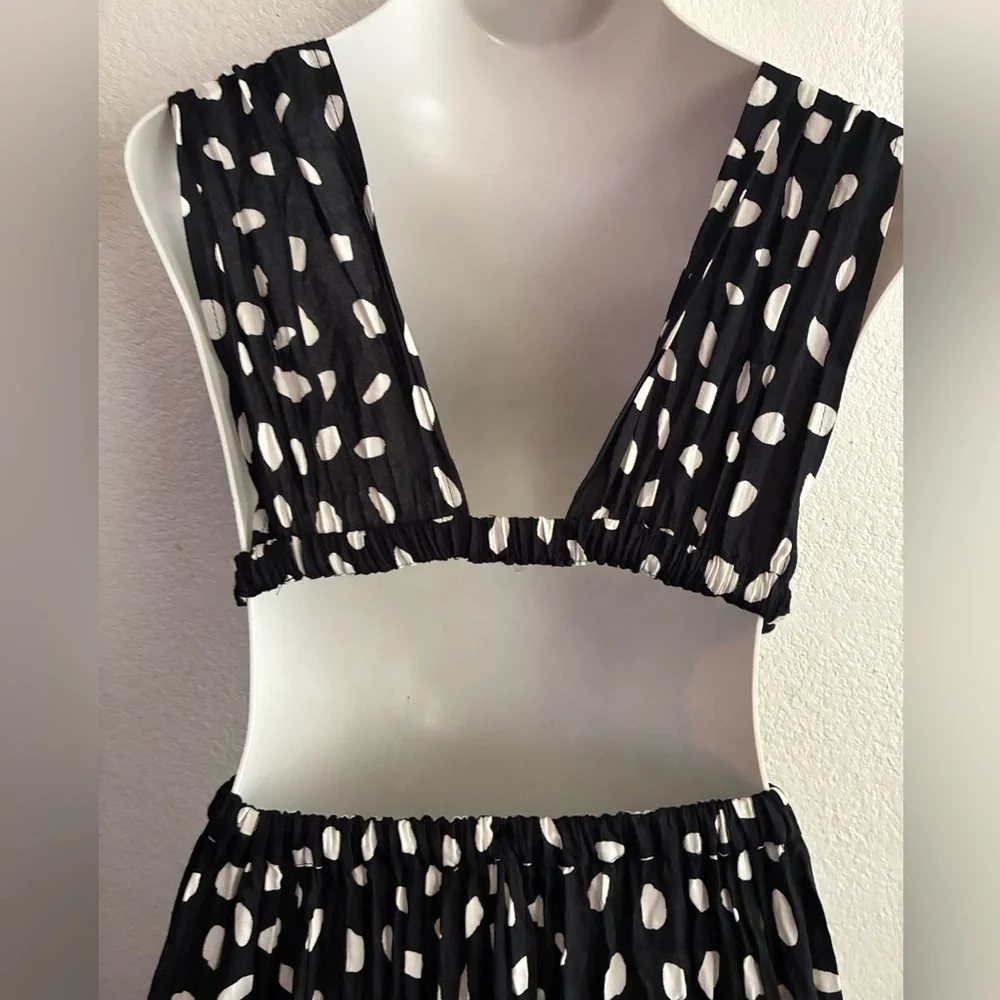 ASOS  Front Slits Back Cut Out Black and White Patterned Maxi  Beach Dress 2 - Picture 7 of 14